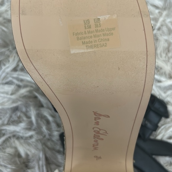 NWOB Sam Edelman Theresa Platform Block Heel Sandals in Black Linen size 9.5 - Picture 15 of 15